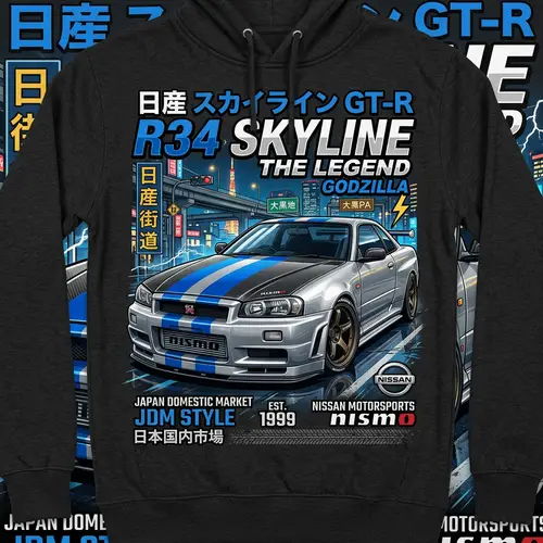 JDM Style Nissan Skyline GT-R R34 Hoodie Print
