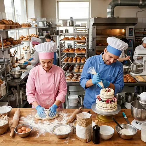 Professional Female and Male Pastry Chefs at Work | Bakery Scene