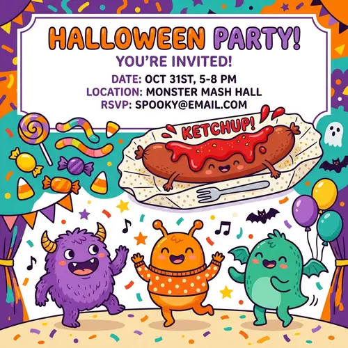 Cheerful Kids Halloween Invitation Design