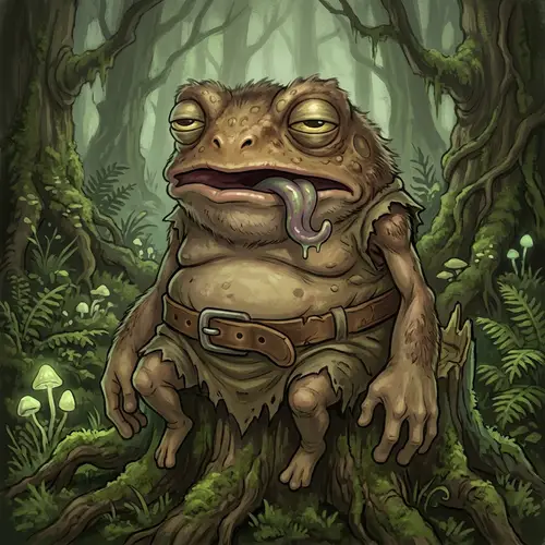 Peculiar Squat Monster with Toad-like Head and Bat Fur