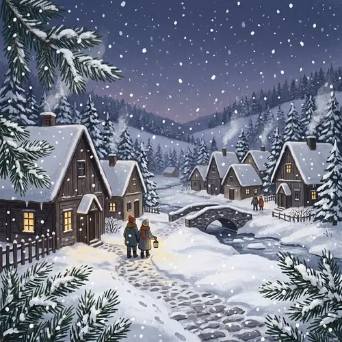 Snowfall Illustration: Charming Winter Scene