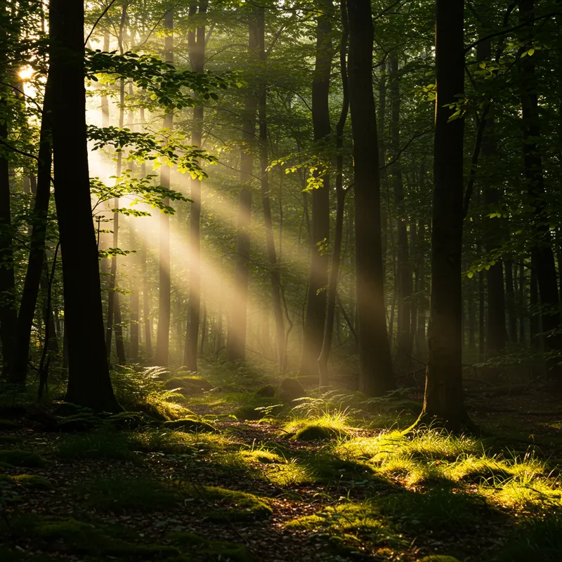 Sunlight Through Forest Branches