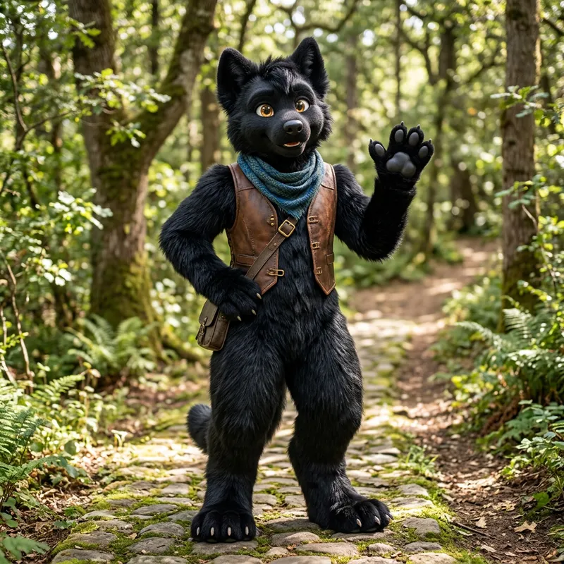 Charming Black Furry Character Design