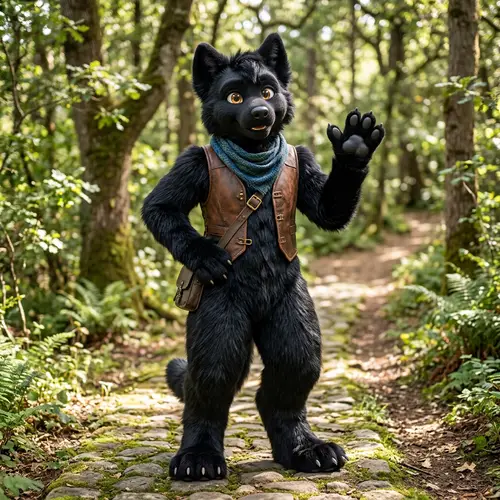 Charming Black Furry Character Design