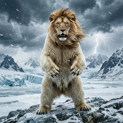 Majestic Polar Lion Hybrid: The Ruler of Land and Ice