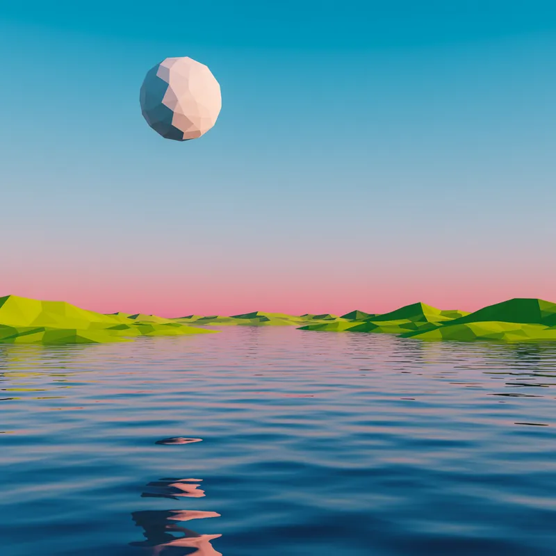 Serene Low Poly Landscape Art