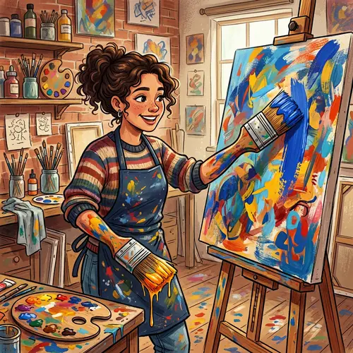 Unique Illustration of Person with Paintbrushes as Hands