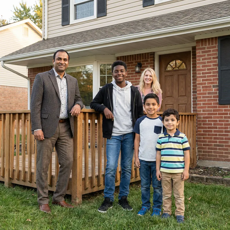 Multicultural Family Portrait with Diverse Parents and Sons