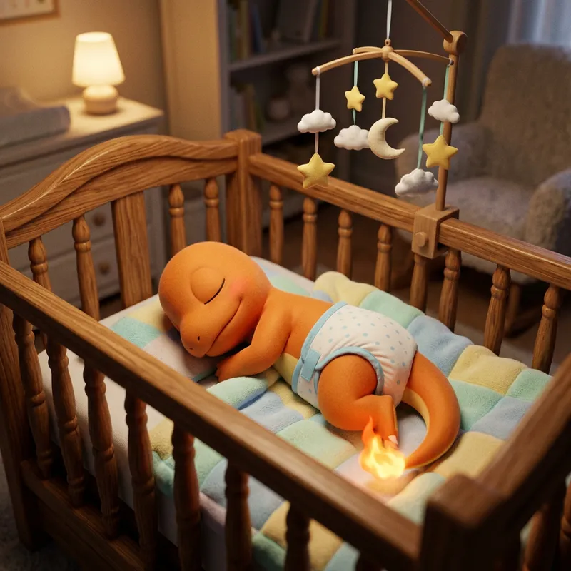 Adorable Charmander Sleeping in Crib Adorable Charmander Sleeping in Crib