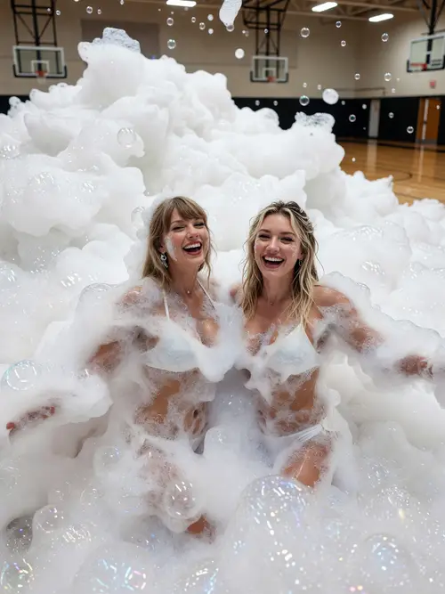 Taylor Swift & Hilary Duff Foam Party Fun