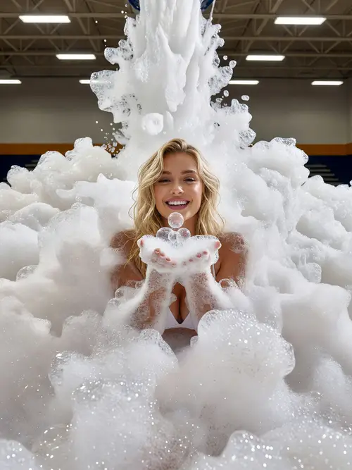 Stunning Foam Party Photoshoot with Flirty Smiles