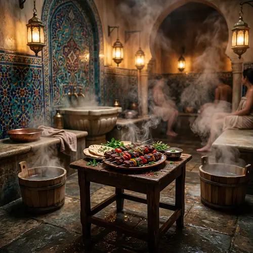 Traditional Bathhouse Kebabs | Relaxation & Dining Experience