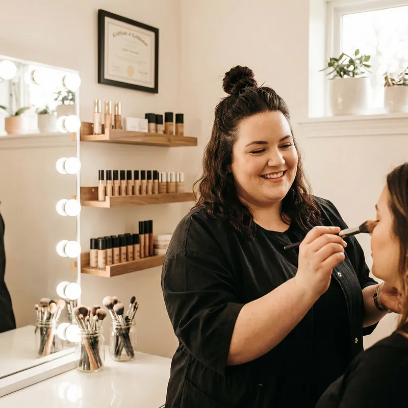 Successful Makeup Artist in Action | Colorful Palettes & Mirrors