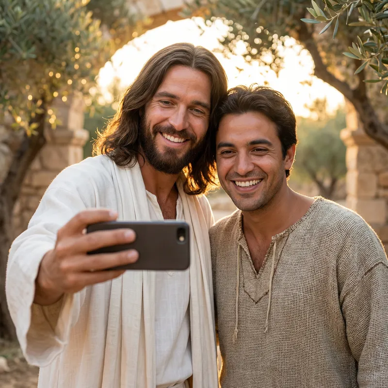 Joyful Selfie of Jesus Christ & Friend
