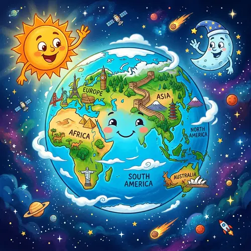 Colorful Animated Earth | Kid-Friendly Planet Design