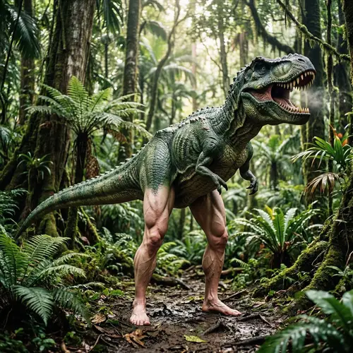 Unique Dinosaur-Human Hybrid Creature in Jungle