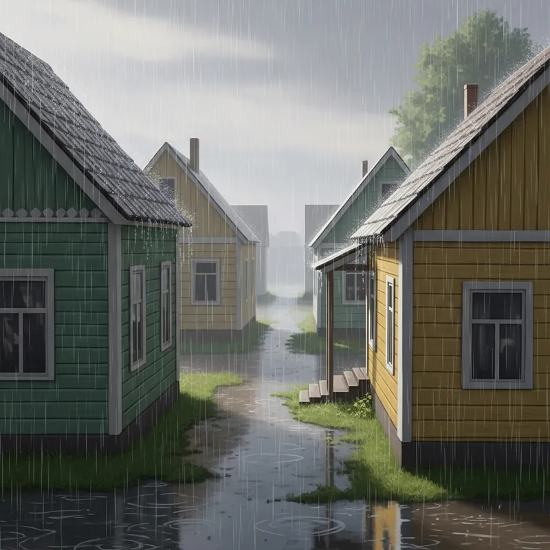 Simple Houses in the Rain - Cozy Designs