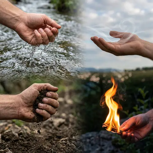 Visions of Nature: Water, Air, Earth, and Fire Hands