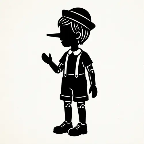 Pinocchio Silhouette - Wooden Puppet Design