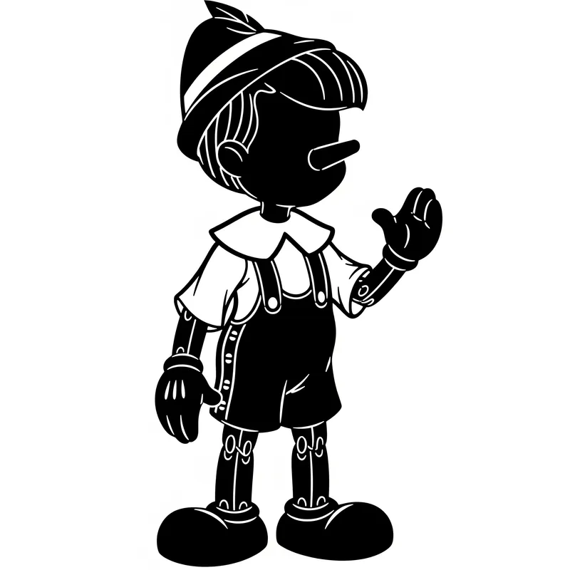 Pinocchio Silhouette - Wooden Puppet Design