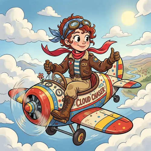 Whimsical Ghibli-Inspired Girl Pilot | Cartoon Character Design