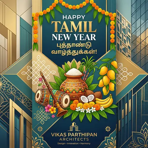 Contemporary Tamil New Year's Greeting Card | Vikas Parthipan Architects