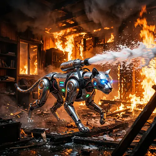 AI Cat Responds to Fire Danger with Agility