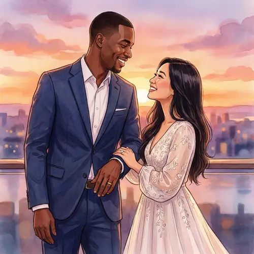 Multicultural Wedding Illustration | Diverse Engagement Scene