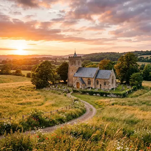 Beautiful Church in the Field: A Scenic View