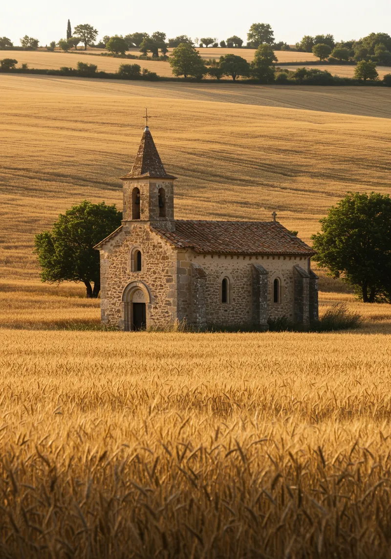 Beautiful Church in the Field: A Scenic View