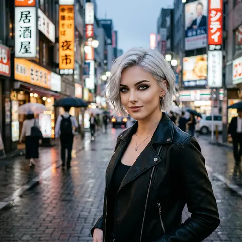 Beautiful Pale Female Character with Silver Eyes and Hair