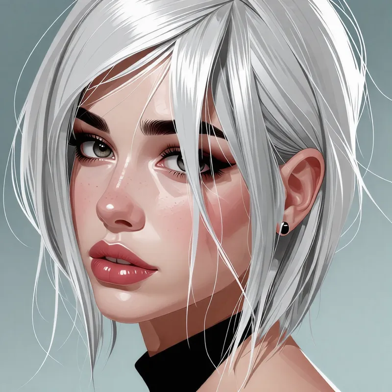 Beautiful Pale Female Character with Silver Eyes and Hair Beautiful Pale Female Character with Silver Eyes and Hair