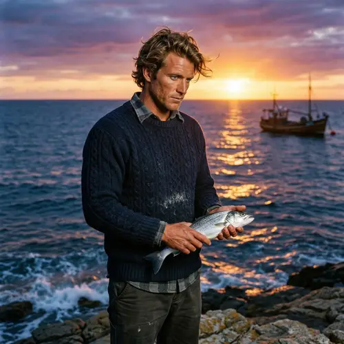 Majestic Man by the Ocean at Sunset