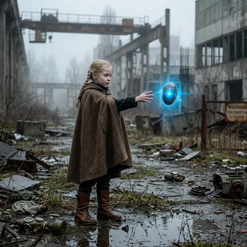 Girl in Brown Cloak Discovers Glowing Artifact in Chernobyl Zone