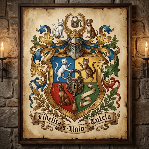 Old Family Coat of Arms with Pets Design