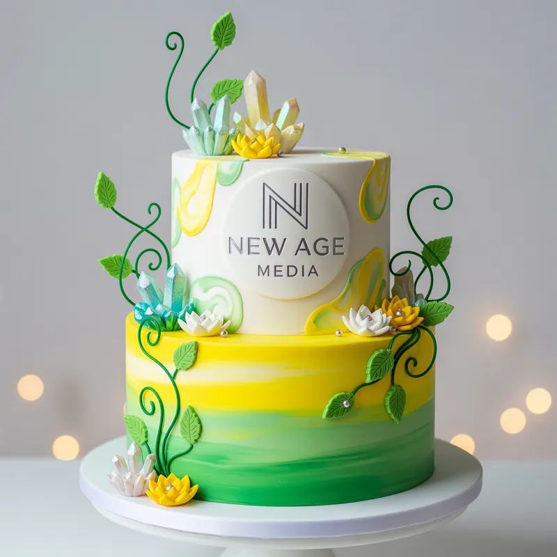 New Age Media: Two-Tier Yellow & Green Cake