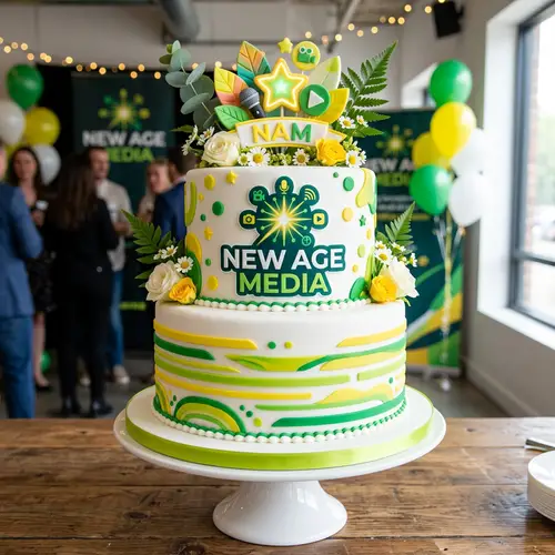 New Age Media: Two-Tier Yellow & Green Cake