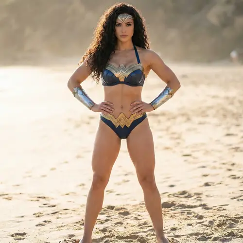 Warrior-Themed Swimsuit Superheroine | Above-Average Height & Athletic Physique