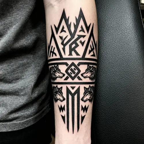 Viking Forearm Tattoo Design with Jagged Lines