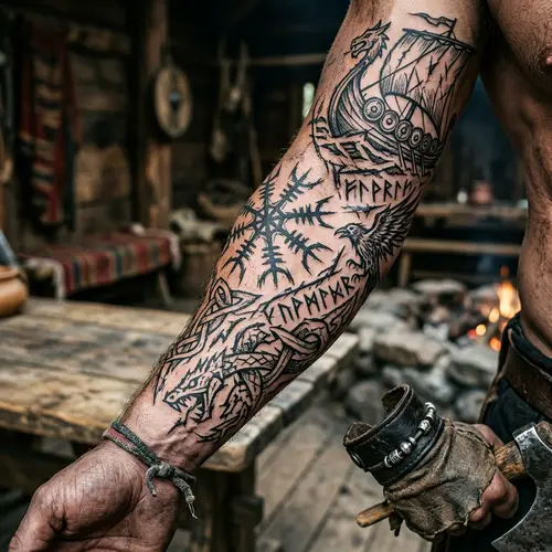 Viking Forearm Tattoo Design with Jagged Lines
