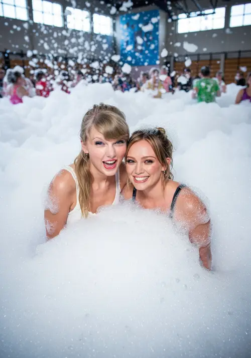 Taylor Swift & Hilary Duff at Epic Foam Party