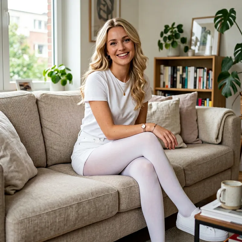 Stunning Blonde in White Outfit: A Chic Look