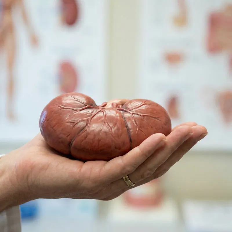 Hand Holding Kidney - Detailed Anatomical View
