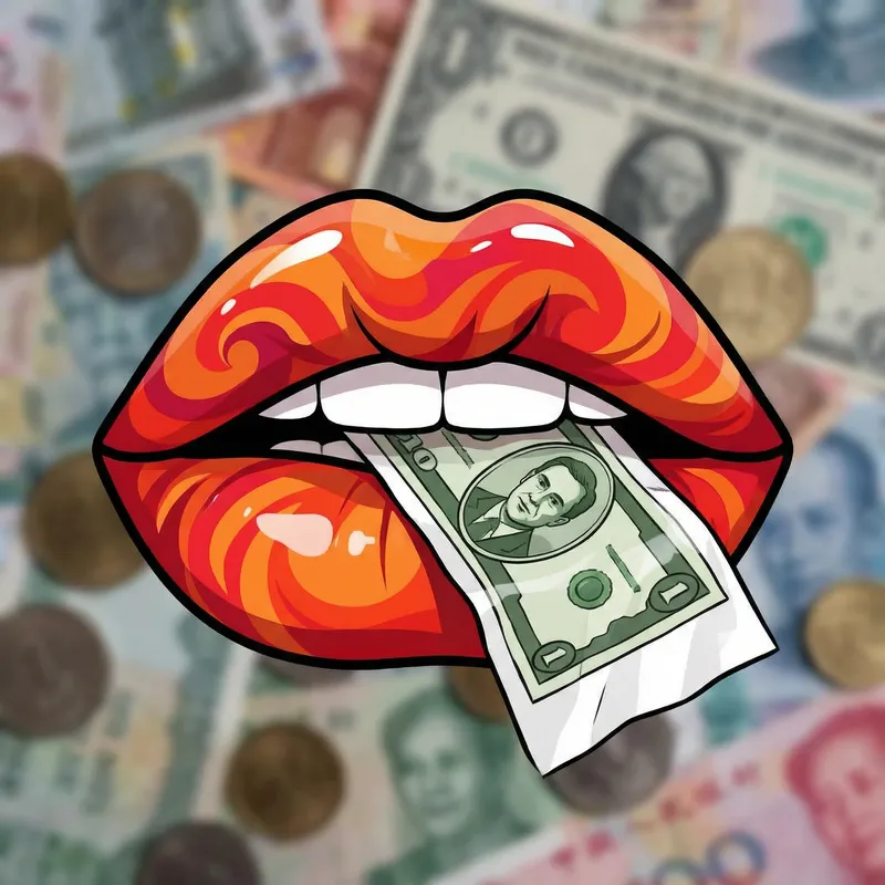 Vibrant Lips with Money Illustration