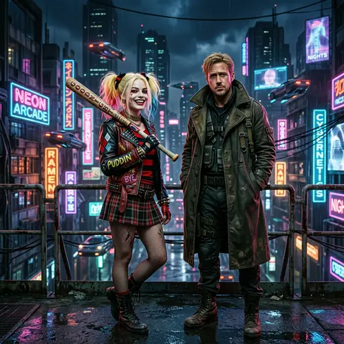 Blonde Woman and Man in Sci-Fi Setting | Comic Book Characters