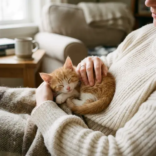 Cute Cat Cuddling Position - Adorable Feline Moments