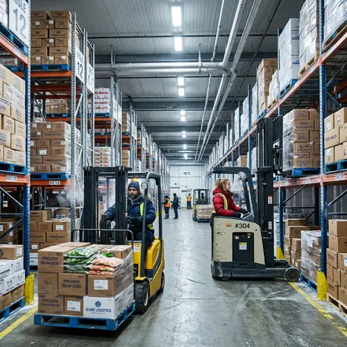 Efficient Refrigerated Warehouse Operations | Industrial Scene
