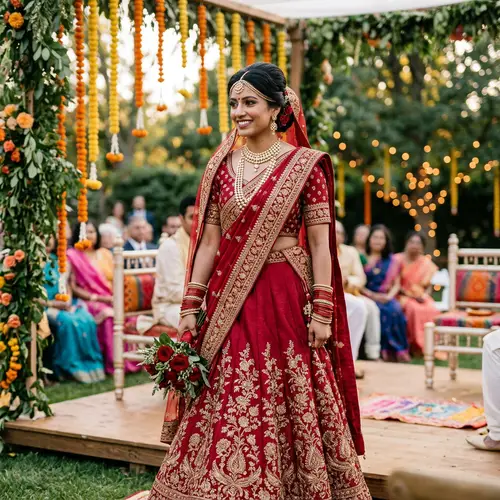 Stunning Bride in a Red Dress