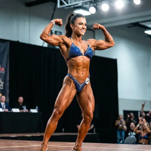 Hot Female Bodybuilder Flexing Big Muscles