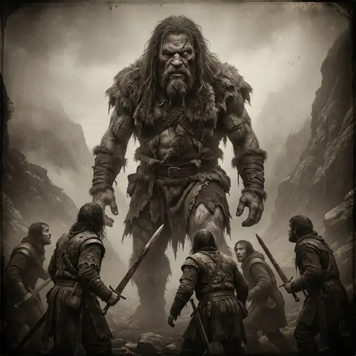 Epic Cyclopean Giant in Rugged Mountain Scene